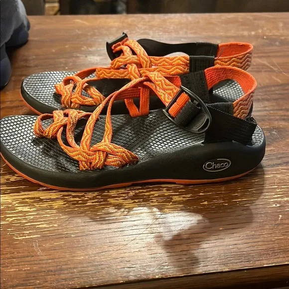 Orange and Black Outdoor Sandals with Adjustable Straps - Picture 3 of 6